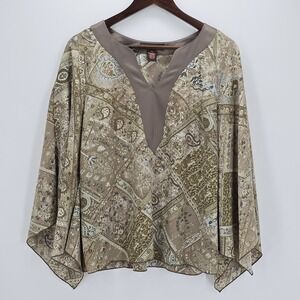 Bandolino Womens Two Piece Paisley Set V Neck Kimono SLeeve Top A Line Skirt